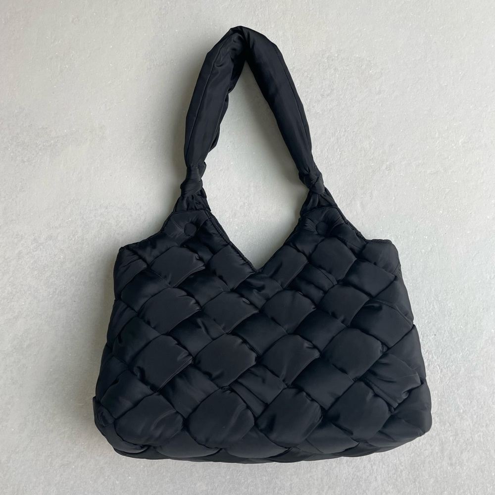 Sondra Roberts Squared Bag Nylon Parachute Puffer Purse Black